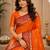 Sangam prints bright orange soft silk blend woven work traditional saree