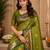 Sangam prints olive green soft silk blend woven work traditional saree