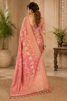 Sangam prints dusty pink cotton silk woven work traditional saree 3
