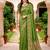 Sangam prints olive green satin woven work traditional saree
