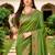 Sangam prints olive green satin woven work traditional saree
