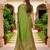 Sangam prints olive green satin woven work traditional saree
