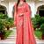 Sangam prints rose pink satin woven work traditional saree