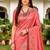 Sangam prints rose pink satin woven work traditional saree