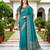 Sangam prints teal blue satin woven work traditional saree