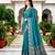 Sangam prints teal blue satin woven work traditional saree
