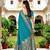 Sangam prints teal blue satin woven work traditional saree