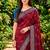 Sangam prints maroon satin woven work traditional saree