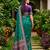 Sangam prints teal green satin woven work traditional saree
