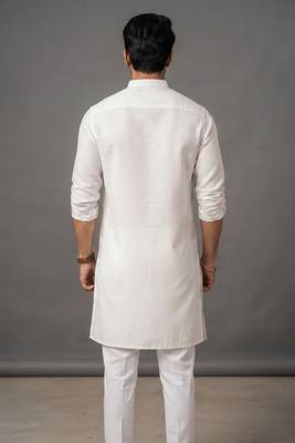 Men's off-white printed kurta set 2