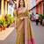 Sangam prints olive gold satin woven work traditional saree