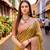 Sangam prints olive gold satin woven work traditional saree
