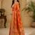 Sangam prints rust orange satin woven work traditional saree