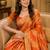 Sangam prints rust orange satin woven work traditional saree