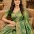 Sangam prints sea green satin woven work traditional saree