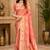Sangam prints peach pink satin woven work traditional saree