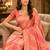 Sangam prints peach pink satin woven work traditional saree