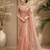 Peach Color Pearl with Heavy Beads work Silk Blend Saree