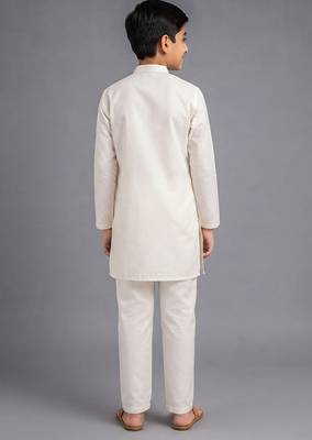 Boys' off-white printed kurta set 2