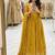 yellow color embroidery sequin work faux georgette gown set