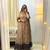 cream color embroidery sequin work faux georgette gown set