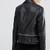 Women’s black  lambskin short zip leather jacket