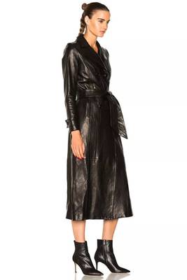 Women's  black  lambskin leather coat- full sleeve 2