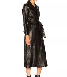 Women's  black  lambskin leather coat- full sleeve