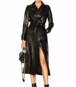Women's  black  lambskin leather coat- full sleeve