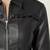 Women’s black  lambskin leather jacket peplum hem shirt style