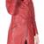 Women’s mid-length belted leather trench-style coat in vibrant red