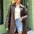 Women’s mid-length belted leather brown trench-style coat