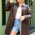 Women’s mid-length belted leather brown trench-style coat