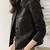 Women’s black  lambskin leather jacket -asymmetrical button style