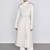 Women’s mid-length belted leather white trench-style coat 