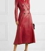 Women's  red lambskin leather coat- full sleeve