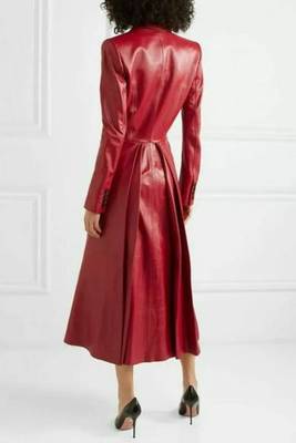 Women's  red lambskin leather coat- full sleeve 2