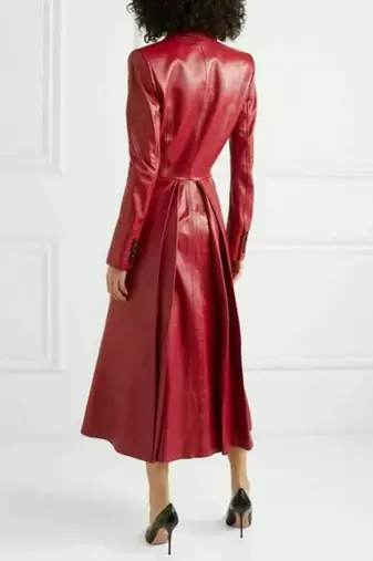 Women's  red lambskin leather coat- full sleeve