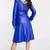 Women’s tailored knee-length leather trench coat dynamic cobalt blue