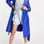 Women’s tailored knee-length leather trench coat dynamic cobalt blue