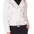 Women’s white lambskin leather biker jacket straight zipper detail