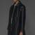 Women’s classic mid-length belted leather black trench-style coat