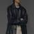 Women’s classic mid-length belted leather black trench-style coat