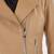 Women’s beige lambskin leather biker jacket straight zipper detail