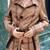 Women’s mid-length 70s-inspired leather duster coat in a burnished tan/light brown