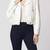 Women’s white fringe lambskin leather biker jacket