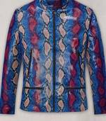 Women’s mid-length multi-color leather coat  trench style zipper coat