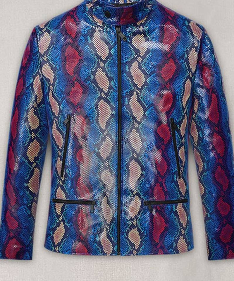 Women’s mid-length multi-color leather coat  trench style zipper coat