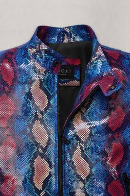 Women’s mid-length multi-color leather coat  trench style zipper coat 3