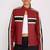 Women’s red black strip  lambskin leather biker jacket